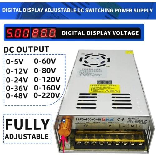 480W Adjustable Switching power supply with Digital display power supply for LED DC 12V 5V 24V 36V 48V 60V 80V 120V 160v 220V