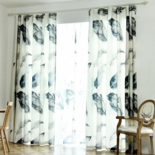 Nordic Minimalist Gray White Feathers Curtains for Bedroom Floor Screen Window Treatments Living Room Curtains Roman Blinds