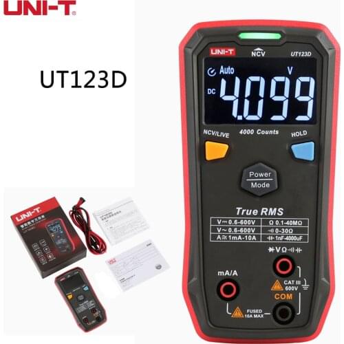 UNI-T UT123D Mini Intelligent Digital Auto Range Multimeter True RMS AC DC Voltage Ammeter NCV Tester One-key Operation