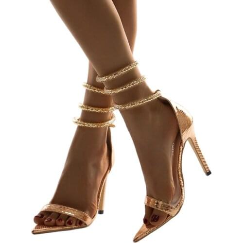 2021 New Fashion Summer Women Pointed tow Stiletto Heel Classics Sandals Sexy Golden Party Shoes High Heel 11CM Big size 35-42