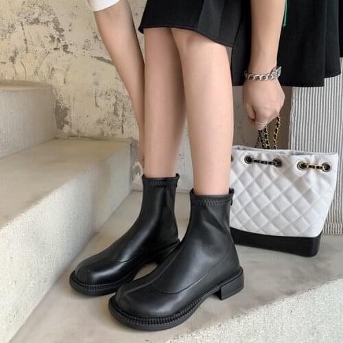 Autumn And Winter The New pu Comfortable woman Low-heeled zipper Womens boots Large size 33-43 boots for women shoes woman