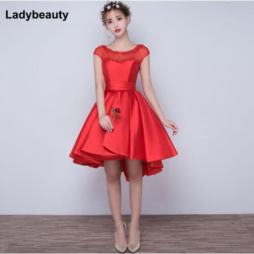 Evening Dresses High Low New Arrival Appliques Sweetheart Prom Dresses Short Elegant Red Formal Party Gown Plus Size