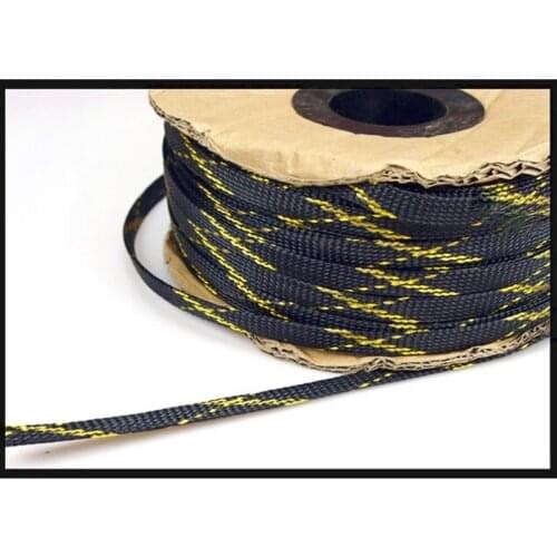 Audio Shockproof Net 10MM Cable Diameter Expandable 9-14MM for Black & Gold RCA Cable Power Cable Speaker Cable