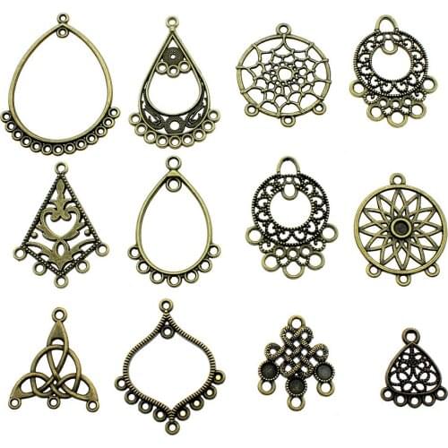 10pcs Charms Dreamcatcher Antique Bronze Color Earring Connector Charms Pendants For Jewelry Making