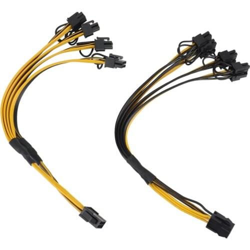2Pcs PCI-E 6Pin To 4X Pcie 6+2Pin GPU Graphics Card Splitter Power Cable 6Pin To Pcie 8Pin Power Supply Cable For Miner