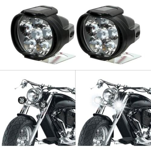 2pcs 6 LED Motorcycle Headlight White SpotLights Electric Vehicle Scooters Lamp High Brightness Modified Auxiliary Bulbs