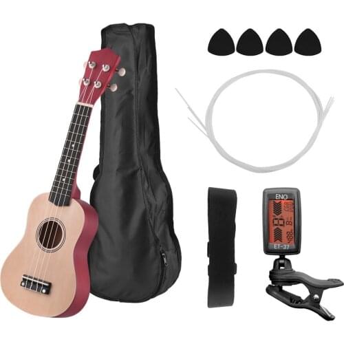 21 Inch Acoustic Ukulele Colored Soprano Ukelele Uke Kit Basswood with Carry Bag Ukulele Strap Strings Picks Guitar Tuner