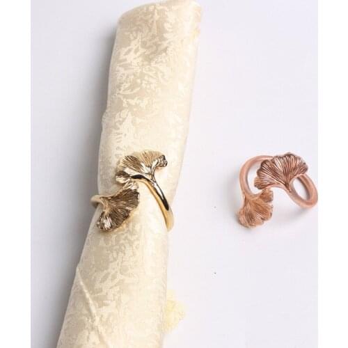 6pcs Model room 3D silver ginkgo leaf napkin ring napkin buckle cloth ring paper towel ring