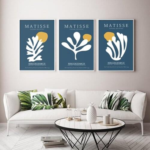 Abstract Matisse Cutouts Blue Coral Canvas Painting Wall Art Nordic Posters and Prints Wall Pictures for Living Room Decoration