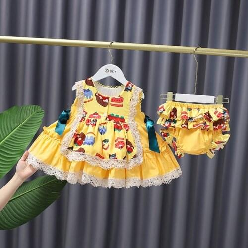 Kids Girls Korean Lolita Style Dress +PP Pants
