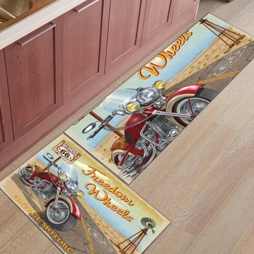 Long Kitchen Mat Highway Motorcycle Retro Style Modern Area Rugs Living Room Home Entrance Bathroom Carpet Doormat Hallway Mat