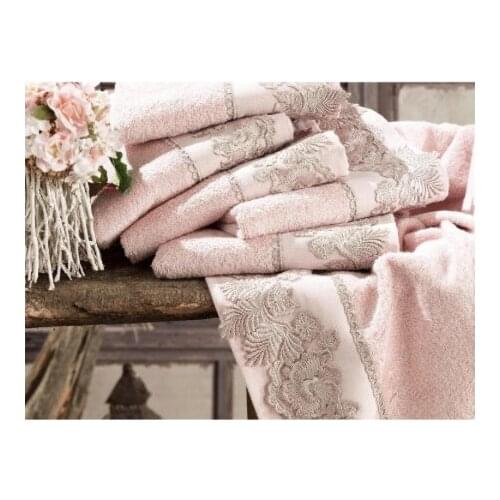 DowryWorld-Dantela-French Laced Leaf Dowry Bamboo Towel Powder ​%60 Bamboo %40 Cotton