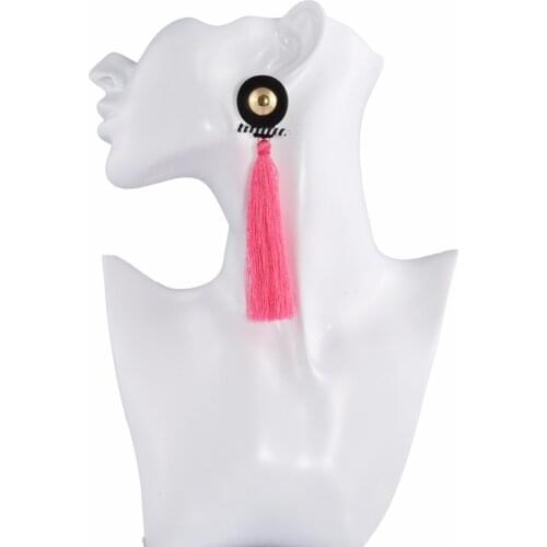 Statement Drop Dangle Pom Pom Cotton Silk Thread Earrings Women Design Handmade Red Pink Rope Tassel Pendant Bohemian Earrings