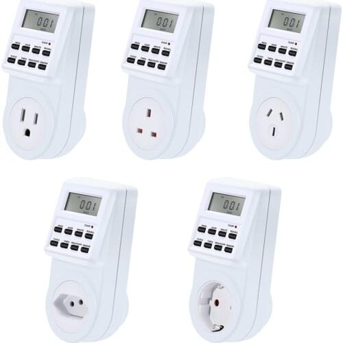 EU UK US FR BR Plug Digital Smart Home Programmable Electric Wall Plug Power Socket Timer Switch Socket Clock 220V 110V AC