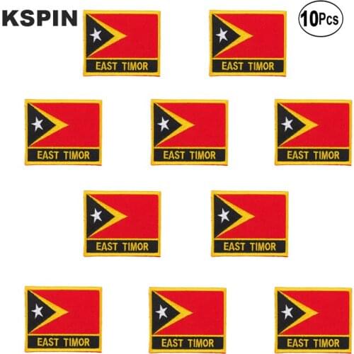 East Timor Flag Embroidery Patches Iron on Saw on Transfer patches Sewing Applications for Clothes in Home&Garden