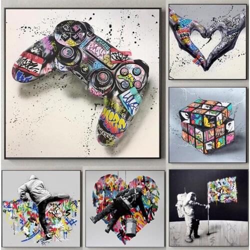 Graffiti Art Gamepad Canvas Art Posters and Print Abstract Game Handle Canvas Paintings on The Wall for Kids Room Decor Picture
