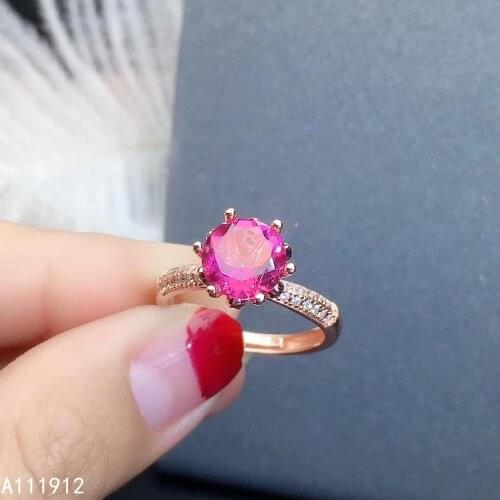 KJJEAXCMY fine jewelry natural pink topaz 925 sterling silver adjustable gemstone women ring support test trendy