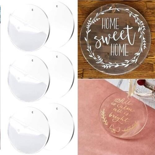 10Pcs Acrylic Circle Blanks Clear Acrylic Rounds with Hole 2 Inch Acrylic Blank for Keychain Pendant DIY Jewelry Making