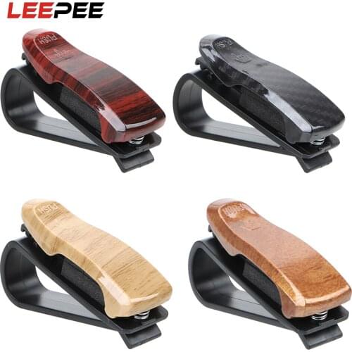 LEEPEE Car Vehicle Sun Visor Sunglasses Clamp Wood Grain Glasses Case Eyeglasses Holder Glasses Holder Auto Fastener Clip