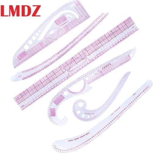 LMDZ 6Pcs/set Sewing Tailor French Curve Rulers Drawing Line Measure Clothing Patchwork DIY Craft Tools Quilting Ruler