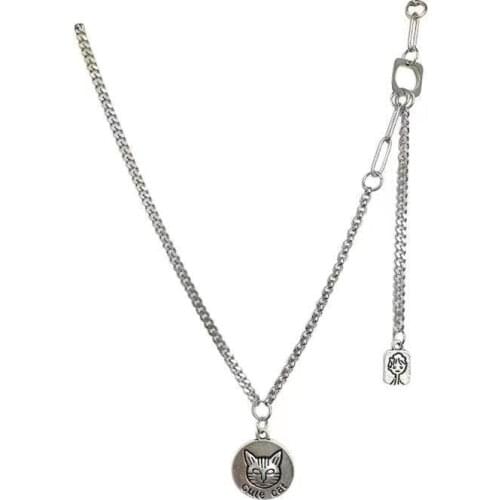Trendy Creative Cute Silver Color Cat Brand Necklace Womens Chain Necklaces Female Jewelry Accessories Gift