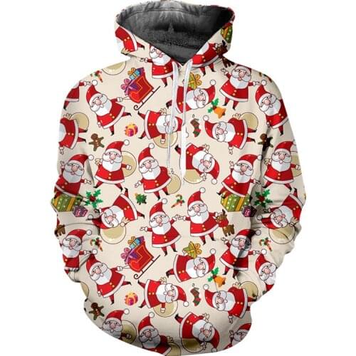 IFPD EU Size Mens Sweatshirts Gingerbread Personality Plus Size Christmas Hoodies 3D Print Santa Claus Xmas Party Pullover