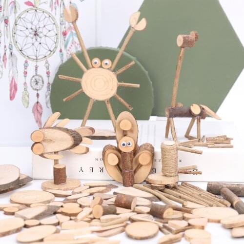 Natural Wood Slices Craft Wood Kit Unfinished Predrilled Tree Slices for DIY Arts Crafts and Craft Rustic Wedding Decoration