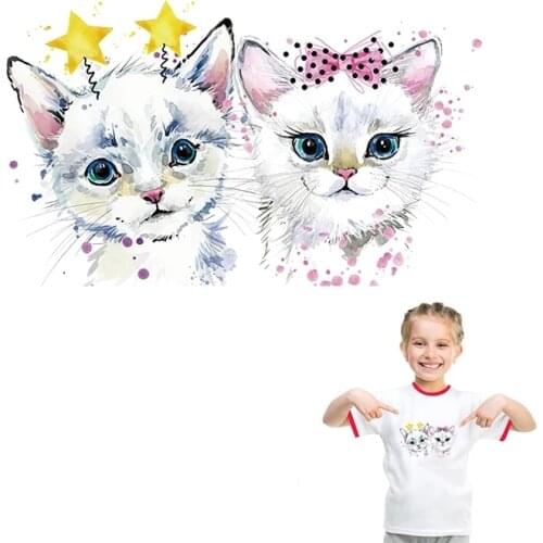 New Cute Cat Pattern Iron On Patches For Diy Clothes Girl Patches Washable Heat Transfer Iron On Patches Kids Thermal Patches
