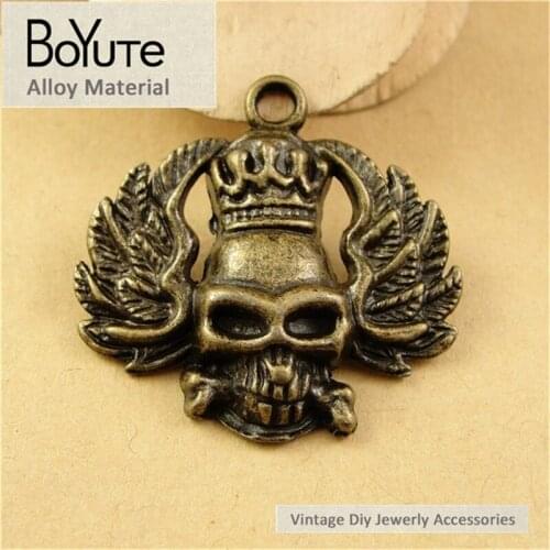 BoYuTe (40 Pieces/Lot) 30*31MM Zinc Alloy Materials Vintage Style Skull Head Pendants for Diy Jewelry Making Findings