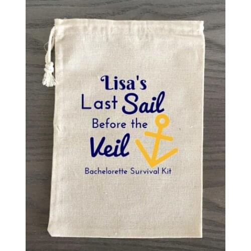 Custom Last Sail Before the Veil Bachelorette Hangover recovery Survival Kit wedding favor gift bags bridal shower Candy pouches