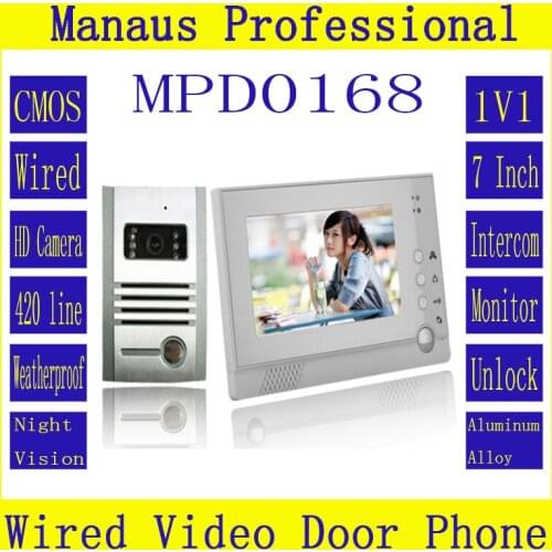 Smarthome 1V1 Wired Intercom System One to One Video Doorbell 7 Inch Digital Display Screen Video Doorphone Wholesale D168b