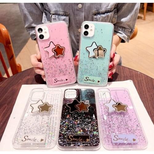 Sparkling Flowing Stars Messenger Chain Case for Iphone 11promax 12 12ProMAX XS MAX X XR 7 8plus Transparent Lanyard Back Cover