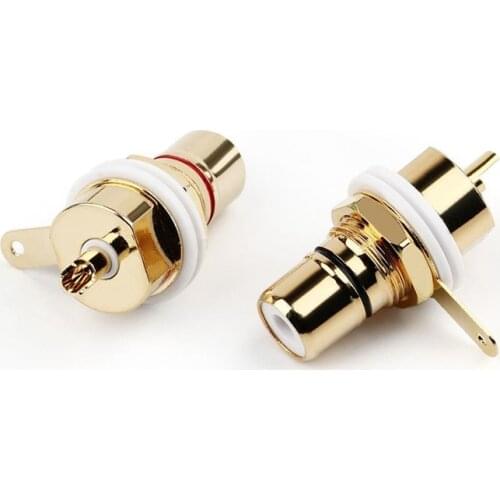1 Pair RCA Connector Female Gold Plated Speaker Terminal Audio Adapter RCA Plug Chassis Panel Sockets Connectors Black Red