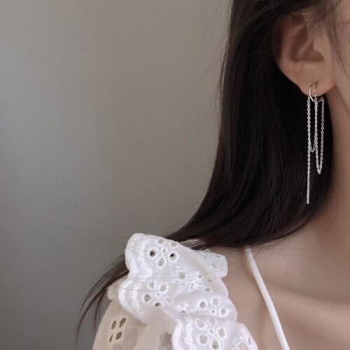 1 Pair Tassel Chain Earrings For Women C-shaped Geometric Stud Earrings Female Girl Piercing Ear Jewelry Party Gift