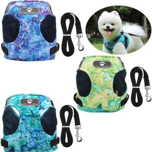 Dog Harness Vest Collar with Leash Set Pet Walking Harness Adjustable Cat Led Reflective for Puppy Small Medium Large Dog