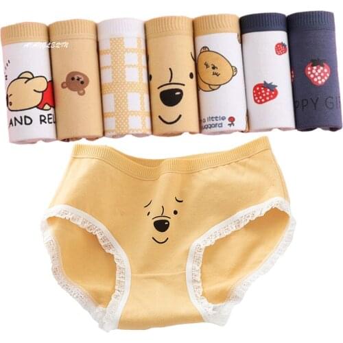 7 Pcs/Set Cotton Underwear Womens Panties Sexy Shorts Print Cartoon Briefs Ladies Girls Lingeries Breathable Panties For Women