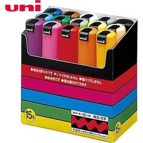 UNI POSCA PC-8K 15Color Suit 8.0mm Marker POP Poster Advertising Graffiti Pen Large Characters Water Resistance Coverage