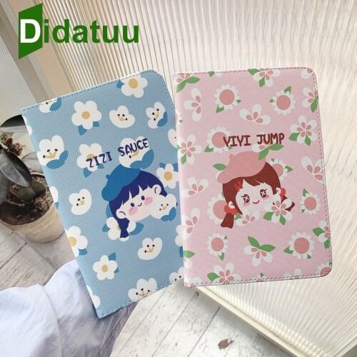 Cartoon Girl Flower Tablet Protective Case For iPad Air 1 2 9.7 Air3 10.5 Mini 1 2 3 4 5 7.9 Pro 9.7 2017 2018 2019 2020 Cover