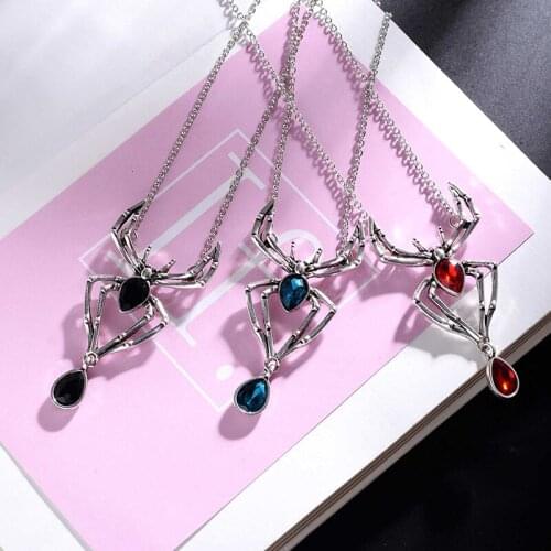 Vintage Halloween Spider Pendant Necklace for Women Rhinestone Choker Collier Bijoux Femme Cosplay Jewelry collares para mujer
