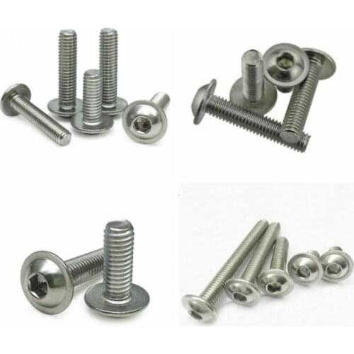 M3 304 Stainless Steel Round Head With Hexagon Socket Head Caps Semicircular Head With Pad Screws 10/20/50/100 pcs
