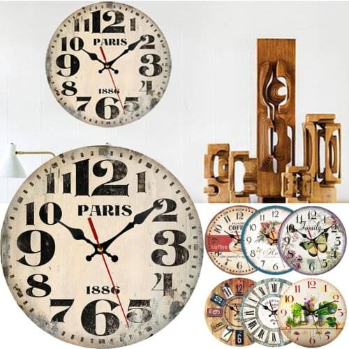 12 Inch 31x31x5cm Hall bedroom decoration round wall clock Retro Wooden Wall Clock Farmhouse Decor, Wall clock decoration