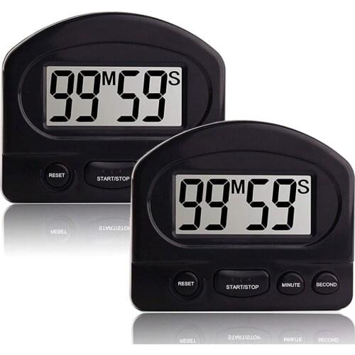 2Pcs Kitchen Timers with Large LCD Screen Digital Cooking Timer Magnetic Countdown Clock Loud Alarm(Black)