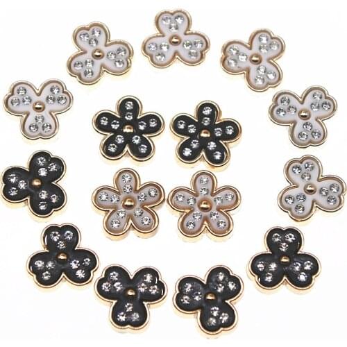 20pcs 18mm Black/White rhinestone Flower flat back cute Home Garden Crafts Cabochon Scrapbooking Clothing accessories
