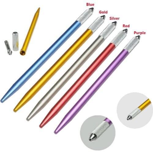 Free Shipping 20pcs High Quality Aluminum Alloy Silver 3D Embroidery Permanent Makeup Eyebrow Pen Professional Manual Tattoo pen