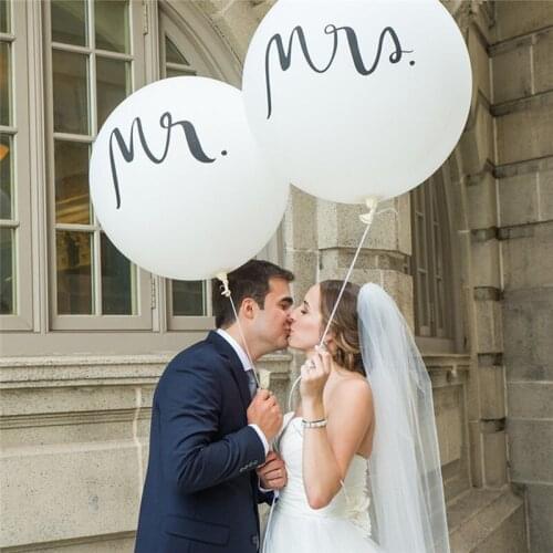 36inch White Round Mr. & Mrs. Latex Balloons Wedding Party Decoration Air Balls Helium Bride Globos Engagement Party Supplies