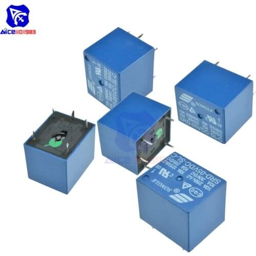 5PCS/Lot SRD-05VDC-SL-C 5V DC 10A 250VAC 5 Pins Relay Module PCB Type T73-5V SRD-5VDC-SL-C 10A 125VAC Relay Shield