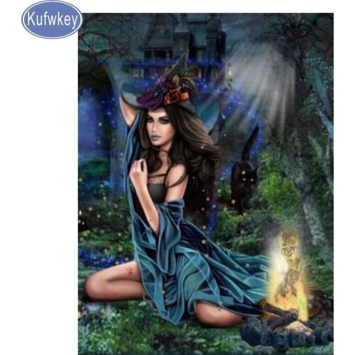 Full Square drill 5d Diamond Painting Cartoon picture Diamond Embroidery Sale Witch Diamond Mosaic full layout Decor Gift