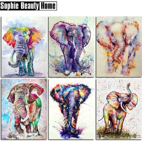 DIY Diamond Painting Accessories Color Elephants Diamond Mosaic Cross Stitch Animal Full Diamond Embroidery Wall Decor 19A005