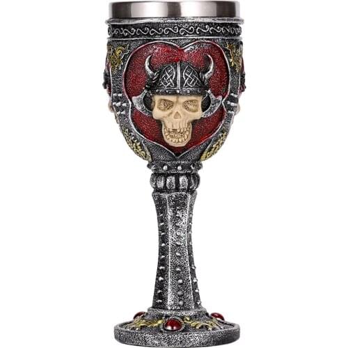 Skull Resin Stainless Steel Goblet 200ml Gothic Wine Glass Horrible Cocktail Glasses Whiskey Cup Pub Bar Drinkware Drop Shipping