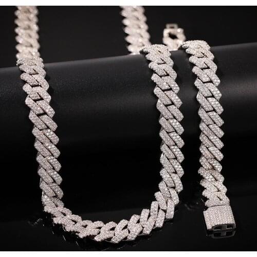 Hip Hop AAA+ Cubic Zirconia Bling Iced Out Seamless Open Lock Cuban Miami Chain Necklaces for Men Rapper Jewelry Gifts Gold